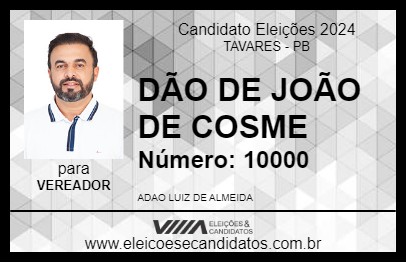 Candidato DÃO DE JOÃO DE COSME 2024 - TAVARES - Eleições