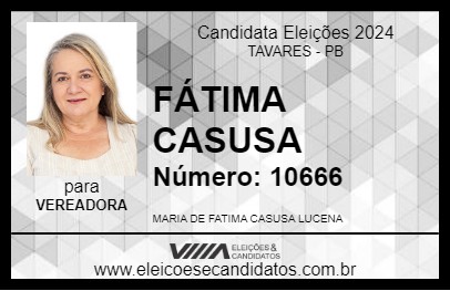 Candidato FÁTIMA CASUSA 2024 - TAVARES - Eleições