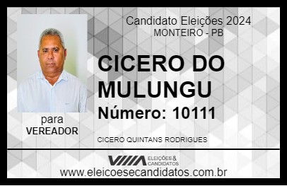 Candidato CICERO DO MULUNGU 2024 - MONTEIRO - Eleições