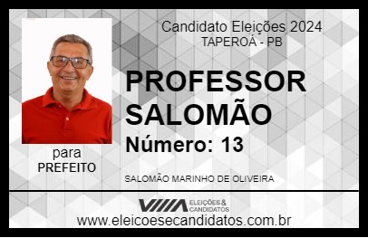 Candidato PROFESSOR SALOMÃO 2024 - TAPEROÁ - Eleições