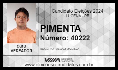 Candidato PIMENTA 2024 - LUCENA - Eleições