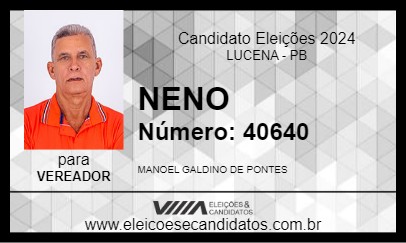 Candidato NENO 2024 - LUCENA - Eleições