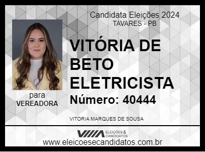 Candidato VITÓRIA DE BETO ELETRICISTA 2024 - TAVARES - Eleições