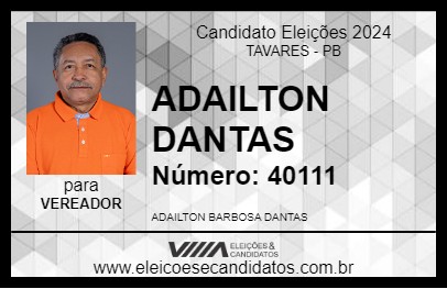 Candidato ADAILTON DANTAS 2024 - TAVARES - Eleições