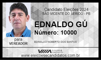 Candidato EDNALDO GÚ 2024 - SÃO VICENTE DO SERIDÓ - Eleições