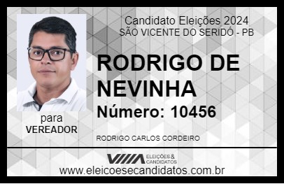 Candidato RODRIGO DE NEVINHA 2024 - SÃO VICENTE DO SERIDÓ - Eleições