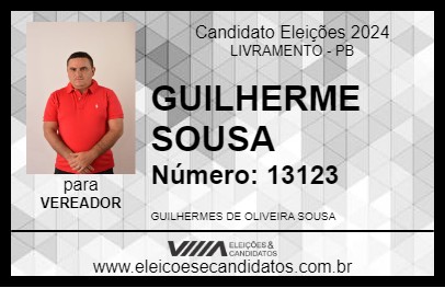 Candidato GUILHERME SOUSA 2024 - LIVRAMENTO - Eleições