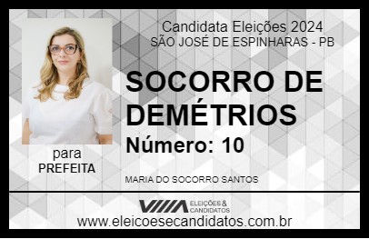 Candidato SOCORRO DE DEMÉTRIOS 2024 - SÃO JOSÉ DE ESPINHARAS - Eleições