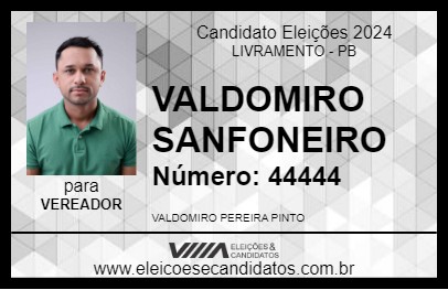 Candidato VALDOMIRO SANFONEIRO 2024 - LIVRAMENTO - Eleições