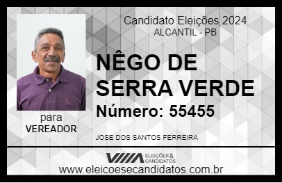 Candidato NÊGO DE SERRA VERDE 2024 - ALCANTIL - Eleições