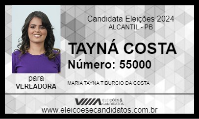 Candidato TAYNÁ COSTA 2024 - ALCANTIL - Eleições