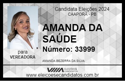 Candidato AMANDA DA SAÚDE 2024 - CAAPORÃ - Eleições