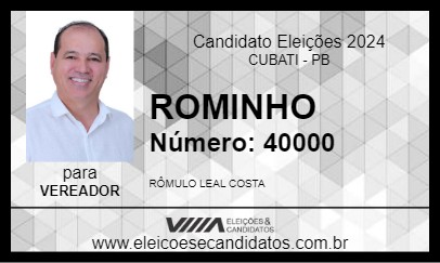 Candidato ROMINHO 2024 - CUBATI - Eleições