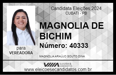 Candidato MAGNOLIA DE BICHIM 2024 - CUBATI - Eleições