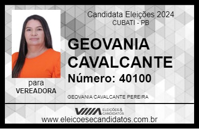 Candidato GEOVANIA CAVALCANTE 2024 - CUBATI - Eleições