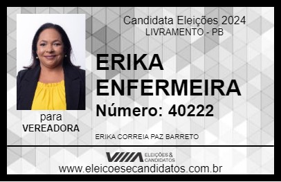 Candidato ERIKA ENFERMEIRA 2024 - LIVRAMENTO - Eleições