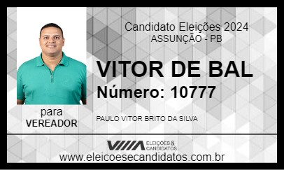 Candidato VITOR DE BAL 2024 - ASSUNÇÃO - Eleições