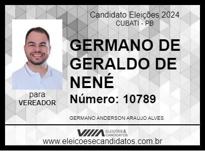 Candidato GERMANO DE GERALDO DE NENÉ 2024 - CUBATI - Eleições