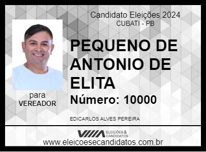 Candidato PEQUENO DE ANTONIO DE ELITA 2024 - CUBATI - Eleições