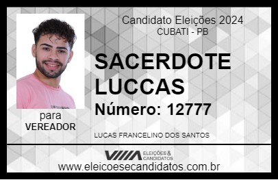 Candidato SACERDOTE LUCAS 2024 - CUBATI - Eleições