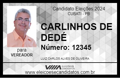 Candidato CARLINHOS DE DEDÉ 2024 - CUBATI - Eleições