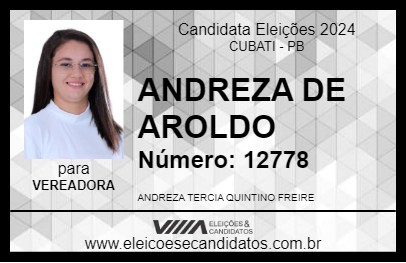 Candidato ANDREZA DE AROLDO 2024 - CUBATI - Eleições