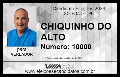 Candidato CHIQUINHO DO ALTO 2024 - SOLEDADE - Eleições