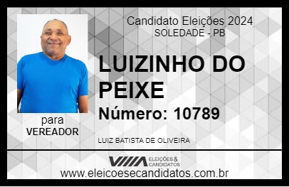 Candidato LUIZINHO DO PEIXE 2024 - SOLEDADE - Eleições