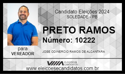 Candidato PRETO RAMOS 2024 - SOLEDADE - Eleições