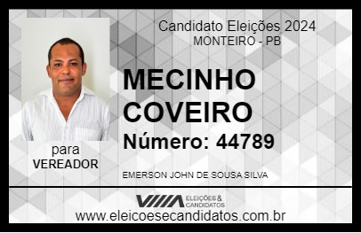 Candidato MECINHO COVEIRO 2024 - MONTEIRO - Eleições