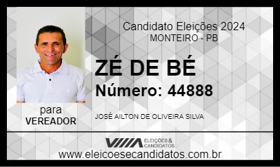 Candidato ZÉ DE BÉ 2024 - MONTEIRO - Eleições