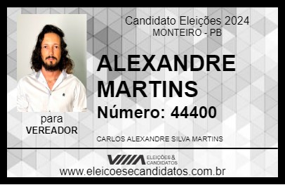 Candidato ALEXANDRE MARTINS 2024 - MONTEIRO - Eleições