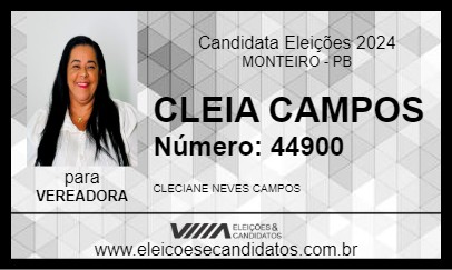 Candidato CLEIA CAMPOS 2024 - MONTEIRO - Eleições