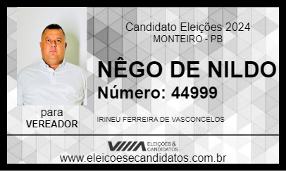 Candidato NÊGO DE NILDO 2024 - MONTEIRO - Eleições