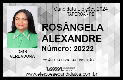 Candidato ROSÂNGELA ALEXANDRE 2024 - TAPEROÁ - Eleições