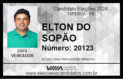 Candidato ELTON DO SOPÃO 2024 - TAPEROÁ - Eleições