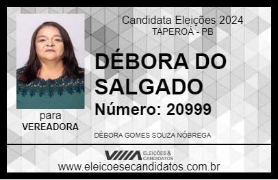 Candidato DÉBORA DO SALGADO 2024 - TAPEROÁ - Eleições