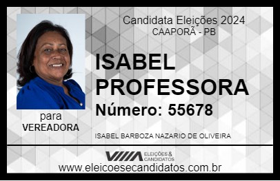 Candidato ISABEL PROFESSORA 2024 - CAAPORÃ - Eleições