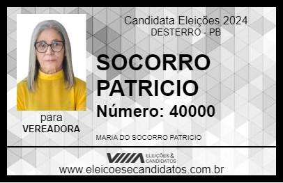 Candidato SOCORRO PATRICIO 2024 - DESTERRO - Eleições