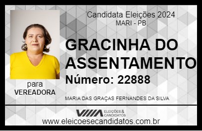 Candidato GRACINHA DO ASSENTAMENTO 2024 - MARI - Eleições