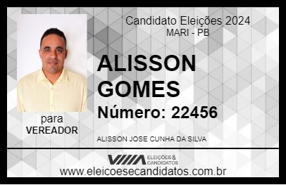 Candidato ALISSON GOMES 2024 - MARI - Eleições