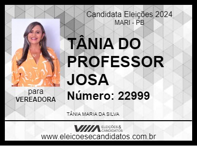 Candidato TÂNIA DO PROFESSOR JOSA 2024 - MARI - Eleições