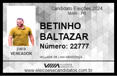 Candidato BETINHO BALTAZAR 2024 - MARI - Eleições