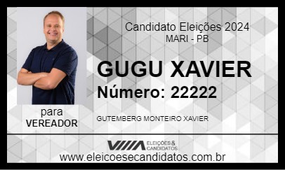 Candidato GUGU XAVIER 2024 - MARI - Eleições