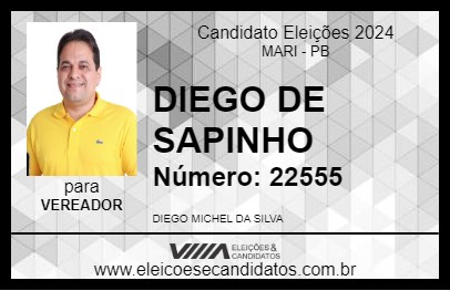 Candidato DIEGO DE SAPINHO 2024 - MARI - Eleições