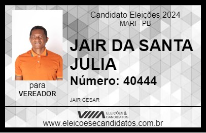 Candidato JAIR DA SANTA JULIA 2024 - MARI - Eleições