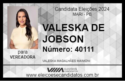 Candidato VALESKA DE JOBSON 2024 - MARI - Eleições