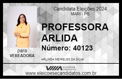 Candidato PROFESSORA ARLIDA 2024 - MARI - Eleições