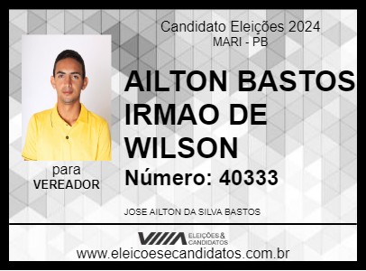 Candidato AILTON BASTOS IRMAO DE WILSON 2024 - MARI - Eleições