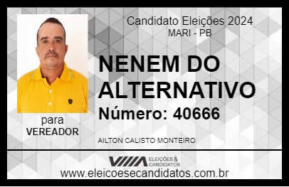 Candidato NENEM DO ALTERNATIVO 2024 - MARI - Eleições